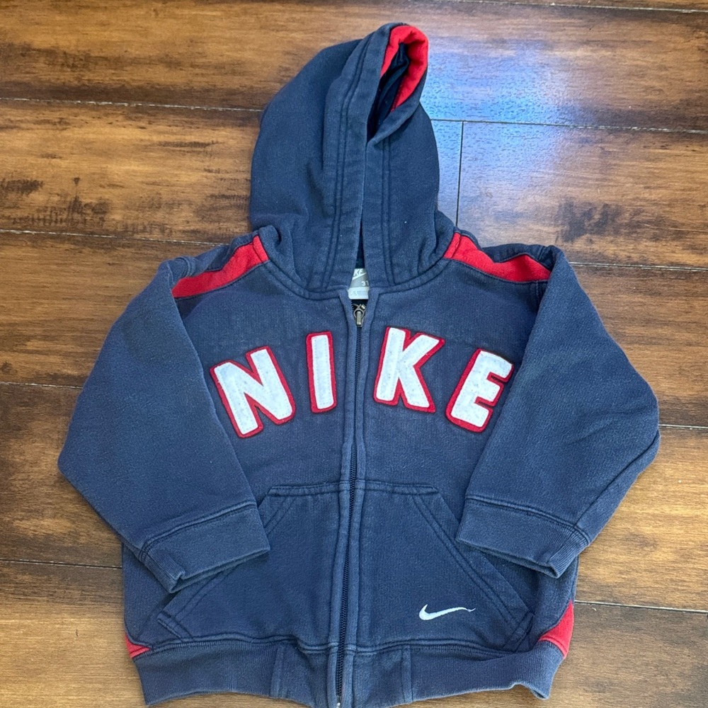Nike Kids Hoodie in Navy and Red Size 3T
